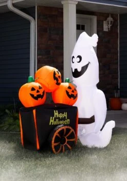 Inflatable 6FT Pumpkin Vendor Ghost Halloween Decoration
