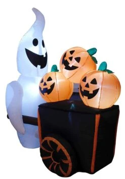 Inflatable 6FT Pumpkin Vendor Ghost Halloween Decoration -Halloween Decoration Store inflatable 6ft pumpkin vendor ghost alt 2