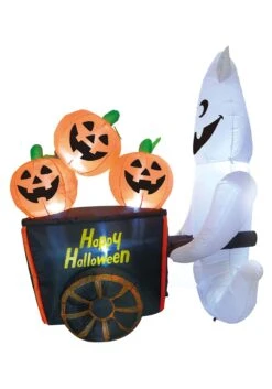 Inflatable 6FT Pumpkin Vendor Ghost Halloween Decoration -Halloween Decoration Store inflatable 6ft pumpkin vendor ghost alt 3