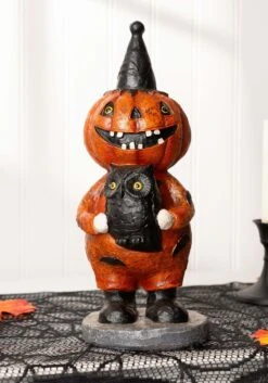 11.25-Inch Jack O Lantern Figure With Owl Decoration