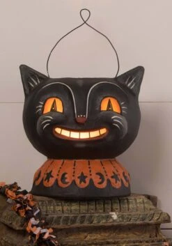 Johanna Parker Magic Catty Jack 'o Lantern Paper Mache Decoration