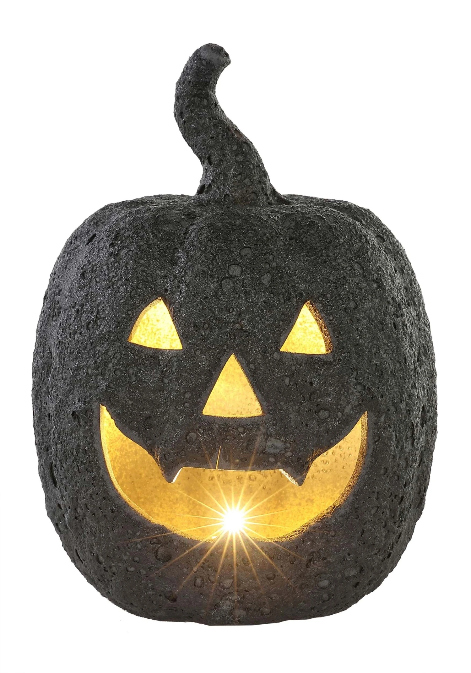 Large Ceramic Black Stone-Look Glow Pumpkin Decoration 2 Large Ceramic Black Stone-Look Glow Pumpkin Decoration - Image 2