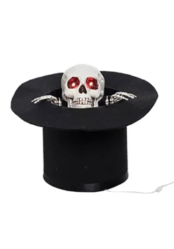 Animated Light Up Skull With Top Hat Décor