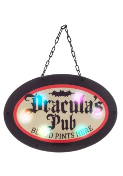 Light Up Hanging Dracula's Pub Sign Decoration