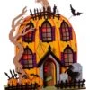 Kurt Adler Light Up Wooded Jack 'O Lantern House Table Decoration
