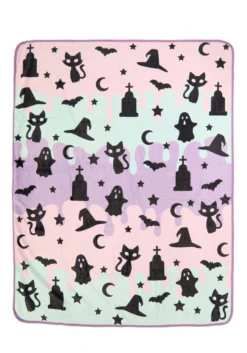 Pastel Halloween Throw Blanket -Halloween Decoration Store pastel halloween throw blanket alt 2