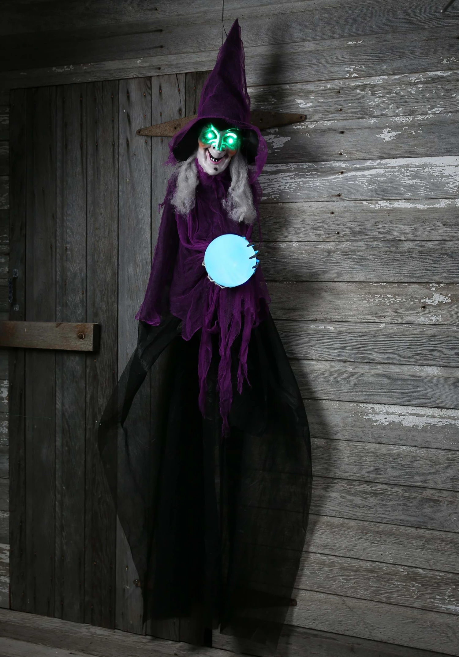 Light Up Animated 73 Inch Hanging Crystal Ball Witch Décor 1 Light Up Animated 73 Inch Hanging Crystal Ball Witch Décor