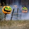 Pumpkin Fence With Green Light Halloween Decoration