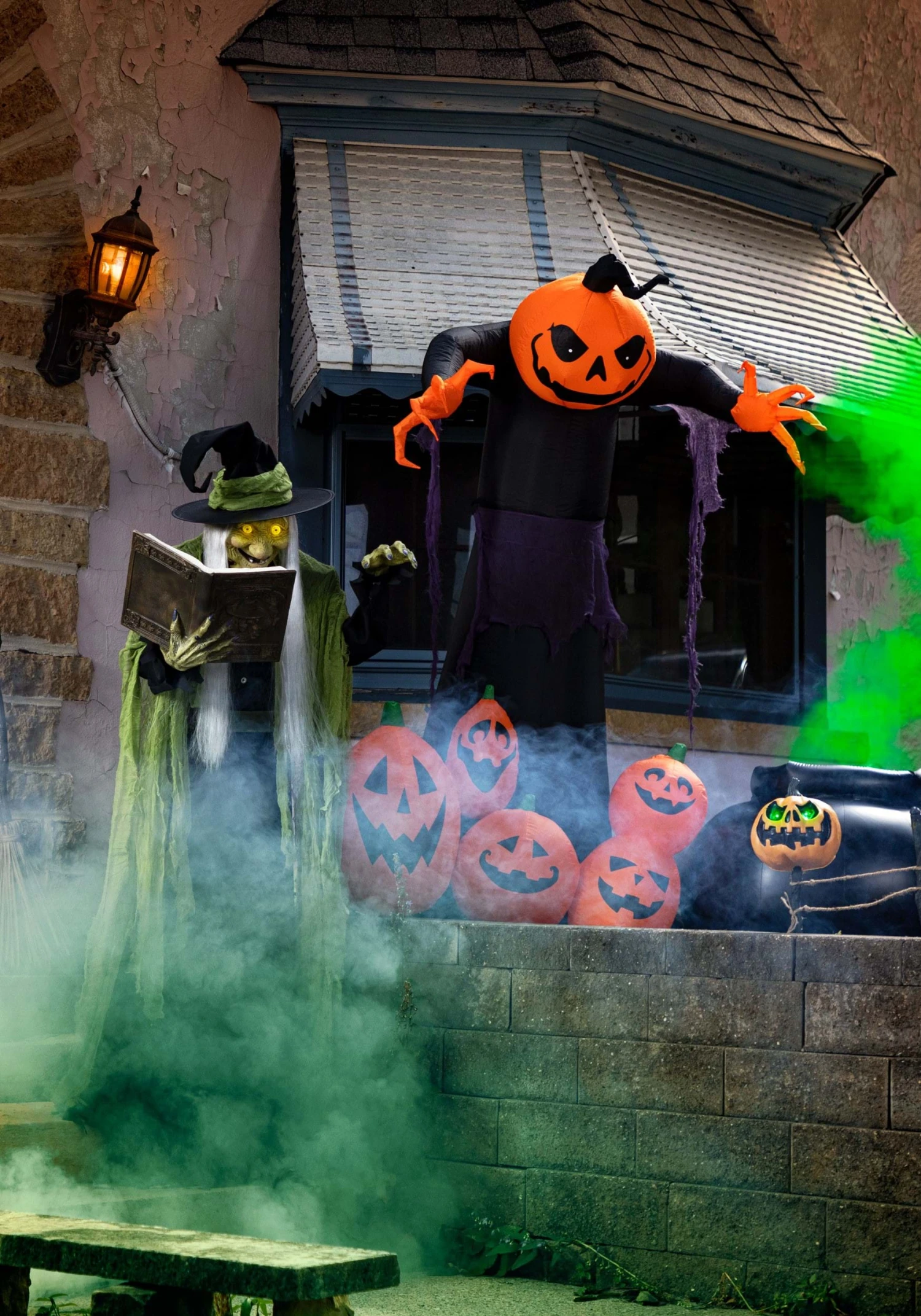 Pumpkin Fence With Green Light Halloween Decoration 2 Pumpkin Fence With Green Light Halloween Decoration - Image 2