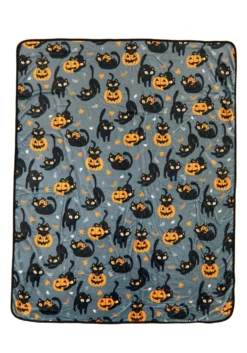 Quirky Black Kitty Comfy Throw Blanket -Halloween Decoration Store quirky kitty throw blanket alt 2
