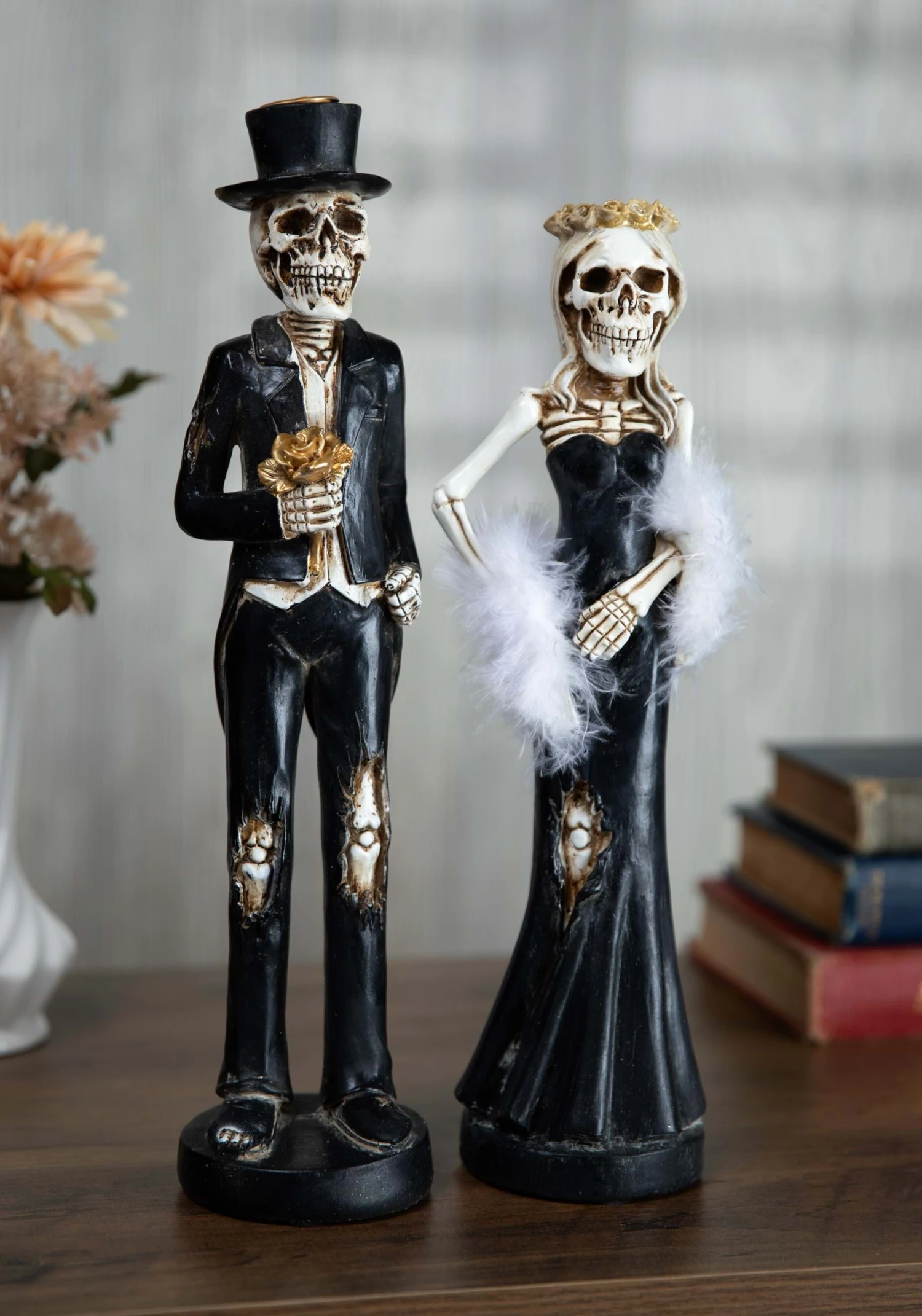 Skeleton Man And Lady Tapered Resin Candlesticks Decoration 2 Skeleton Man And Lady Tapered Resin Candlesticks Decoration - Image 2