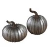 Set Of Two Resin 5" Galvanized Look Pumpkins
