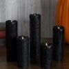 Set Of 5 Decorative Black Glitter LED Candles