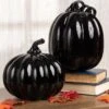 Set Of Black Glass Pumpkins Decoration