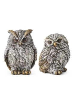 Set Of Silver And Gold Owls