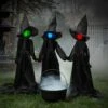 4FT Holding Hands Set Of 3 Witches Halloween Decoration