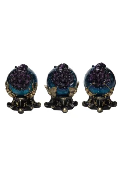 Set Of Three Celestial Spooky Geode Globes Decoration