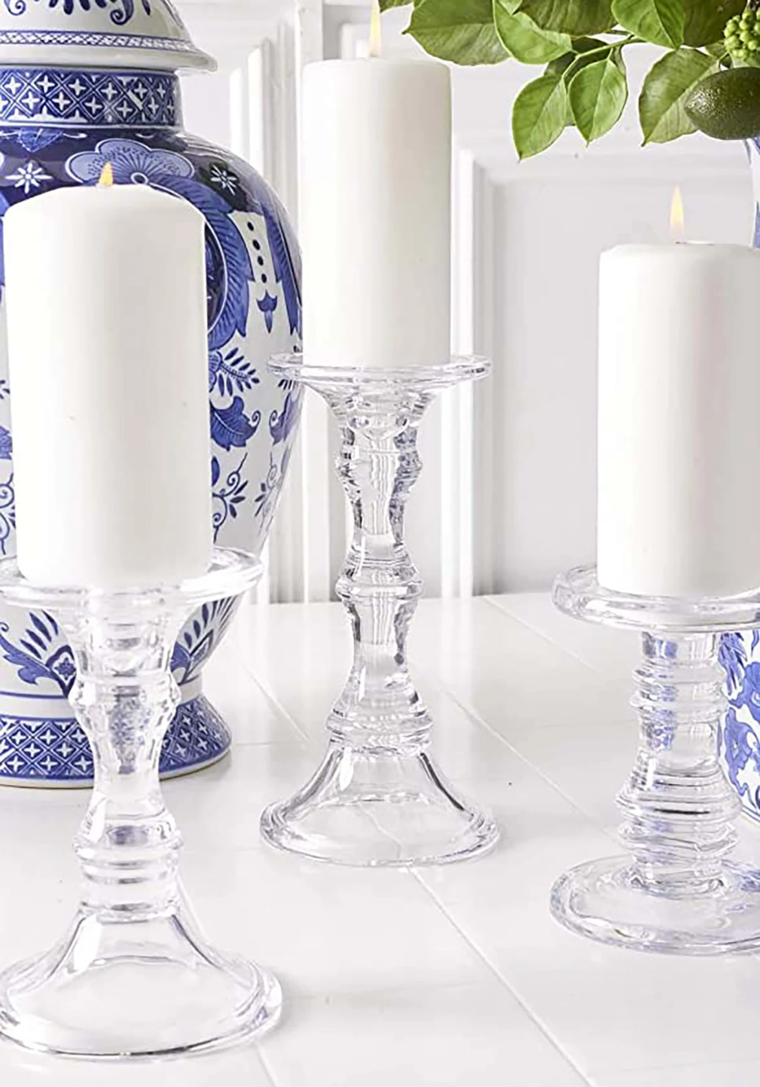 Pack Of 3 Short Glass Candleholders Decoration 2 Pack Of 3 Short Glass Candleholders Decoration - Image 2