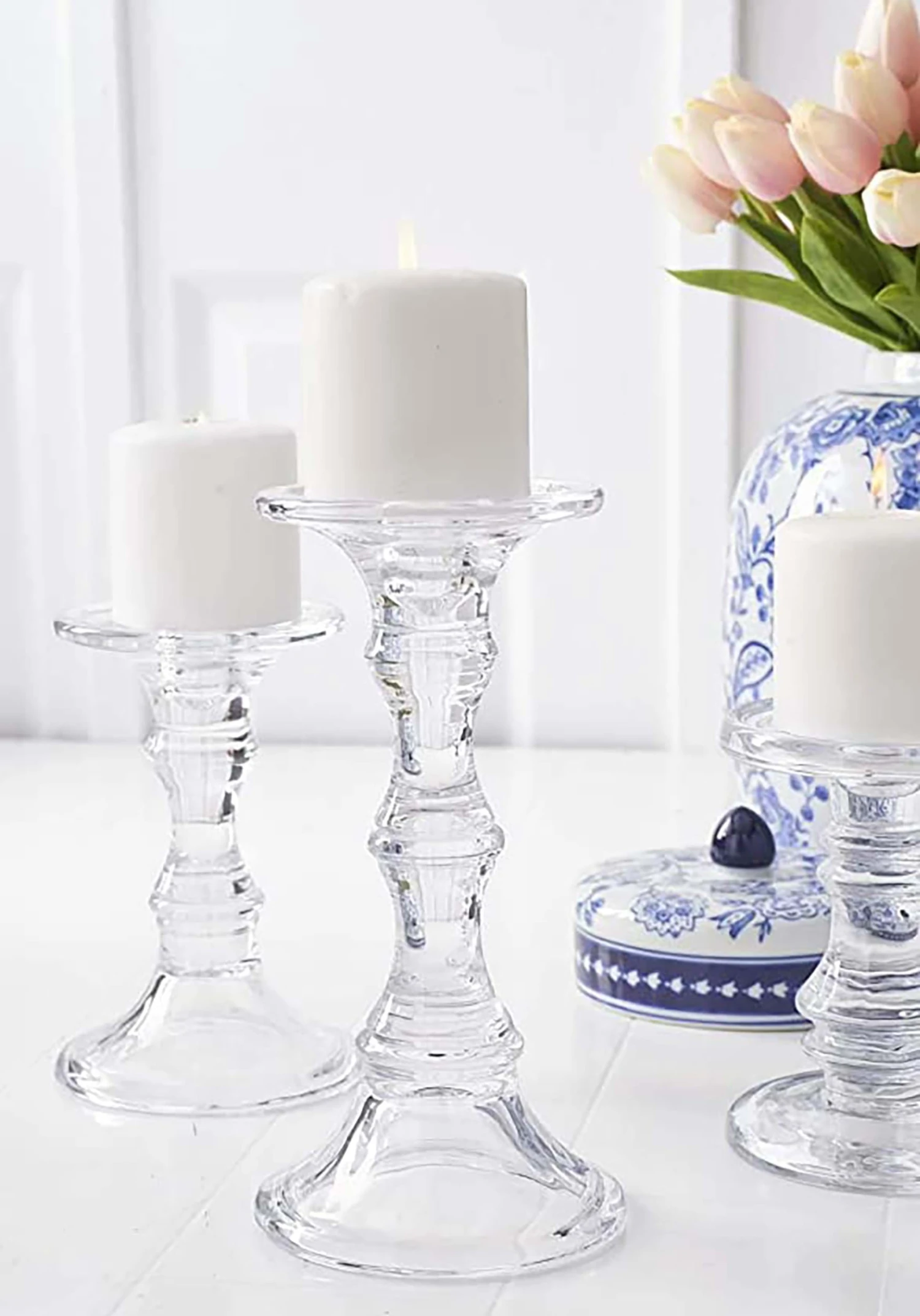 Pack Of 3 Short Glass Candleholders Decoration 3 Pack Of 3 Short Glass Candleholders Decoration - Image 3