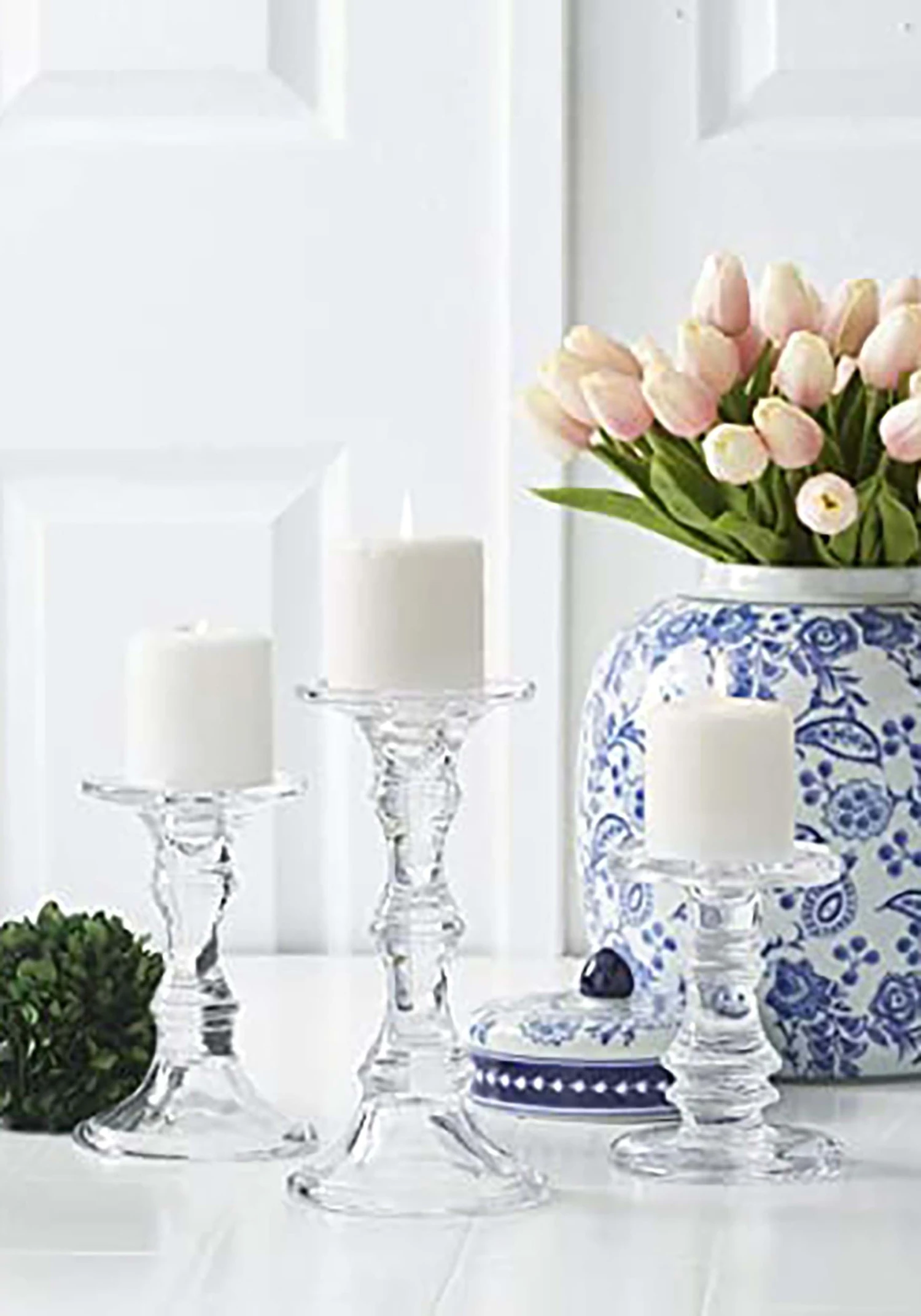 Pack Of 3 Short Glass Candleholders Decoration 4 Pack Of 3 Short Glass Candleholders Decoration - Image 4