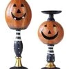 Set Of 2 Jack 'O Lantern Halloween Candleholders Decoration