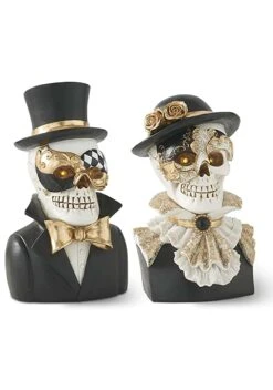 Set Of Two Resin Masquerade Skeleton Busts Decoration -Halloween Decoration Store set of two resin masquerade skeleton busts alt 3