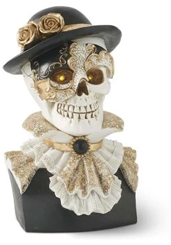 Set Of Two Resin Masquerade Skeleton Busts Decoration -Halloween Decoration Store set of two resin masquerade skeleton busts alt 4