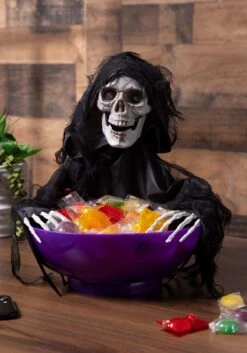 Animated Candy Bowl With Shaking Grim Reaper Decoration -Halloween Decoration Store shaking reaper candy bowl alt 4