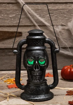 Silver Skull Lamp With 3 Color LED Light Up Eyes Decoration