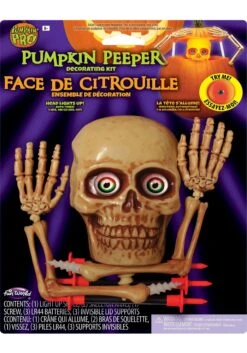 Fun World Light Up Skeleton Pumpkin Peeper Kit -Halloween Decoration Store skeleton pumpkin peeper light up kit alt 2