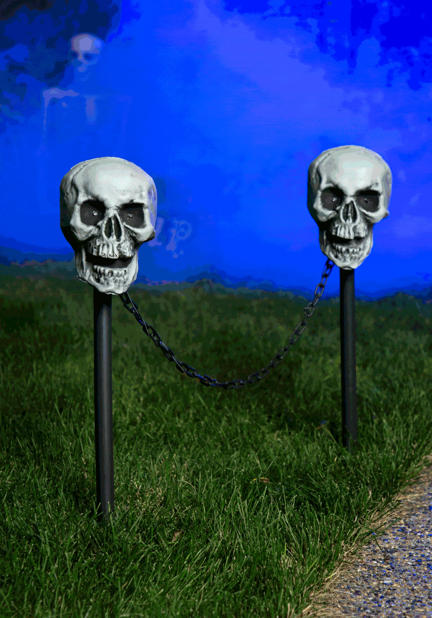 Set Of 4 Skull Pathway Lights Decoration 1 Set Of 4 Skull Pathway Lights Decoration