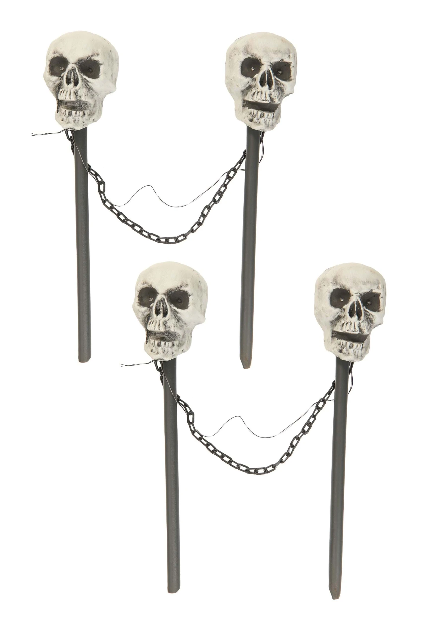 Set Of 4 Skull Pathway Lights Decoration 2 Set Of 4 Skull Pathway Lights Decoration - Image 2