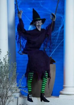 Fun World Swinging Witch Decoration -Halloween Decoration Store swinging witch decoration alt 2