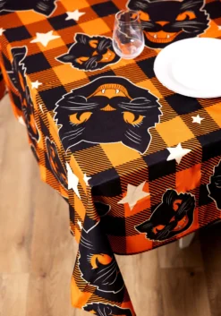 Vintage Halloween Black Cat Fabric Table Cover Decoration