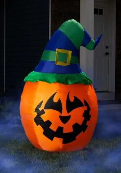 Witchy Jack O Lantern Inflatable Halloween Decoration