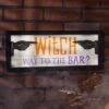 Wooden Witch Bar Halloween Sign Decoration